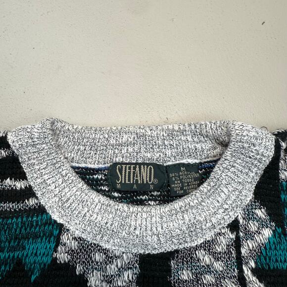 Vintage 90s Stefano Man Funky Abstract Pattern Sweater Mens M - Picture 5 of 6